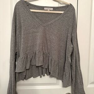 Truly Madly Deeply Urban Outfitters Peplum Longsleeve Top Gray